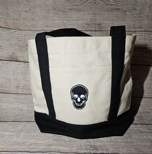 Spencer's skull patch mini canvas tote bag